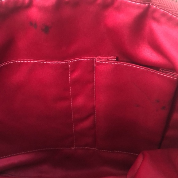 Coach Khaki Signature Stripe Patent Shoulder Tote Red Bag Handbag 12429 - Picture 9 of 16